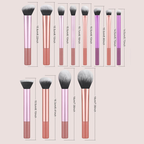 12-Piece Pro Makeup Brush Set — Full Face Coverage for Blending, Contouring & More